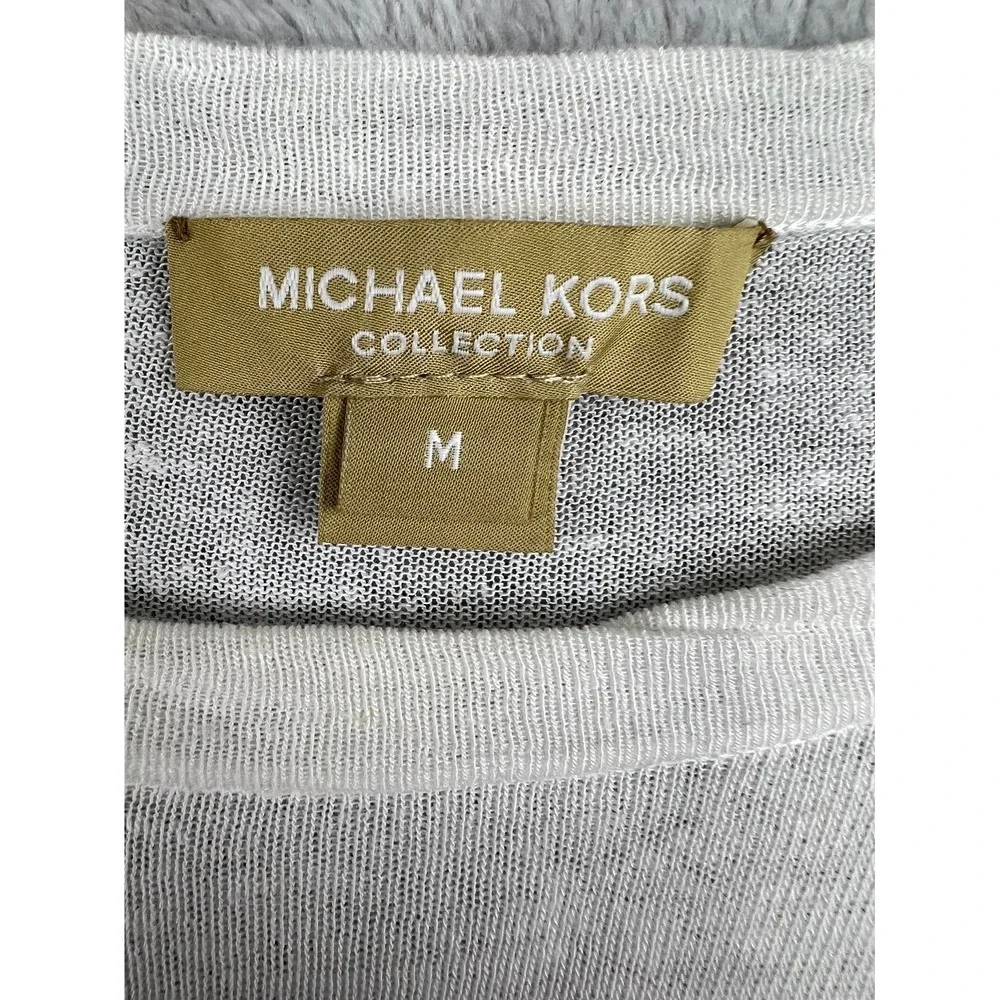 Michael Kors Collection Shirt Womens Medium White Viscose Knit Everyday Wear - Picture 3 of 10
